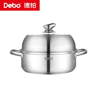 Debo  克米特汤蒸锅316不锈钢蒸锅家用复底蒸锅多用汤蒸锅汤锅带蒸片 26cm DEP-DS447