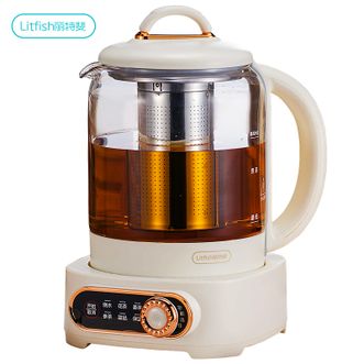 丽特斐  1L养生壶保温电水壶 多功能煮茶壶电茶壶煮茶器泡茶器电茶炉泡茶壶 烧水壶暖水壶花茶果茶壶电开水壶玻璃电热水壶HT-802米白色
