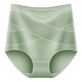美·雅·挺  4条装高腰收腹内裤女士纯棉裆棉质无痕提臀收小肚子大码三角短裤 肤色+豆沙粉+银灰+黑色