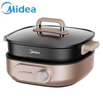 美的/Midea  分体式家用多功能电热锅多用途锅炖煮涮煎炒电蒸锅分体鸳鸯锅多用锅 6L容量 HGS303004
