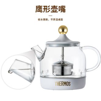 膳魔师（THERMOS）迷你养生壶 电水壶 便捷家用办公室煮茶器 恒温电热水壶 花茶壶 养生杯 EHA-1602E（白色0.55L）