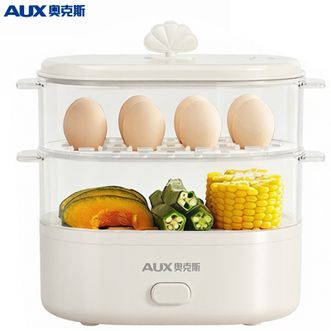 奥克斯/AUX  煮蛋器蒸蛋器双层容量小电蒸锅家用早餐蒸玉米红薯锅简单易操作