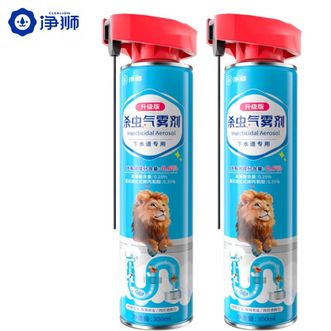 净狮/clealion  下水道杀虫剂管道除虫剂家用室内去除小飞虫灭杀神器蟑螂药气雾剂300ml*2瓶
