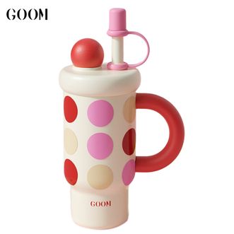 格沫/GOOM  想象系列冰霸杯720mL 高颜值保温杯带茶仓吸管杯果茶杯大容量双饮杯 波点款