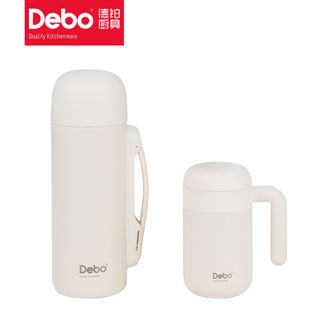 德铂（Debo）  玛利亚316锈钢保温壶保温杯套装家用办公杯壶套装两件套 白色