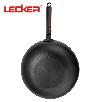 lecker  锻匠蜂巢纹理炒锅32cm家用煎锅炒菜锅铁锅