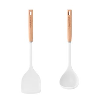 康巴赫（KBH）  静厨防烫系列 榉木硅胶铲勺两件套