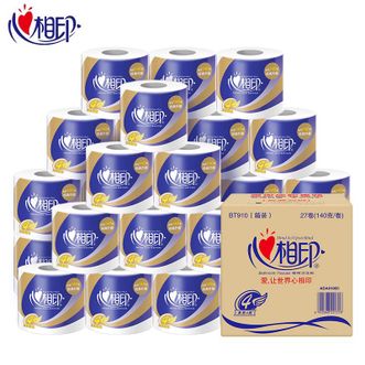 心相印  卷纸4层140g*27卷整箱装 家庭用卫生纸卷纸有芯卷纸卷筒纸擦手纸
