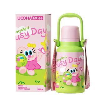 UOOHA Littles  保温 悠悠桶 保温杯 保温桶 大容量1200ml 水杯 春天忙的嘞 粉绿 UBW20-A