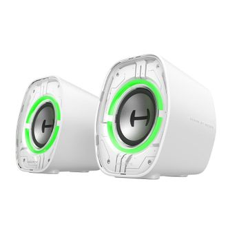 漫步者/EDIFIER  2.0桌面赛博无线小音箱 USB一线通炫彩RGB 蓝牙5.4专业电竞G1200白色