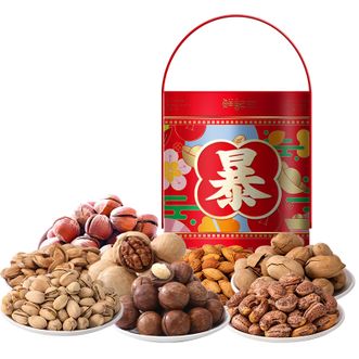 鲜记/xianjee  坚果礼暴富桶0.898kg休闲坚果零食 过年年货送礼大礼包