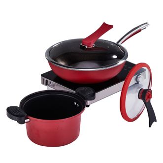 易铂yispot 特拉两件套锅32cm炒锅带盖+23cm微压锅YP-9060