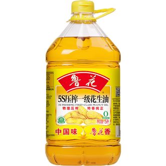 鲁花  食用油 物理压榨一级花生油5L