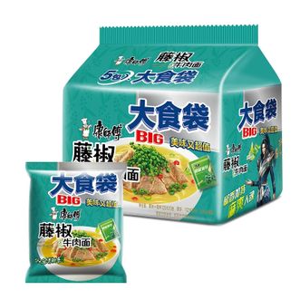 康师傅  大食袋藤椒牛肉120g*30袋 大食份足量面饼 夜宵加餐耐吃速食整箱货源