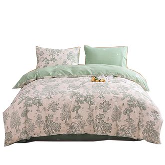 洁丽雅/Grace  A类纯棉抗菌标准四件套全棉 1.5/1.8M床床品套件床单枕套被罩200*230cm  漫山青  JDSJT069