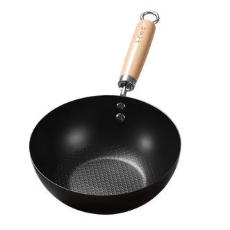 十八子作  不粘锅无涂层匠心龙鳞防锈铁锅炒菜锅 0涂层小丫头炒锅 20cm
