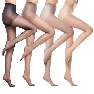 浪莎   双面加档丝袜  4双 肤色黑色各2双  超薄性感女丝袜特大宽体连裤袜