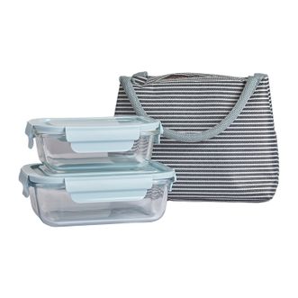 多样屋（TAYOHYA）  耐热玻璃保鲜盒微波炉饭盒上班族便当盒3件套  410ml+680ml+1040ml  TA010402001ZZ