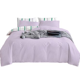 無印良品  全棉抗菌四件套 纯色双拼清凉服感-晚安条纹