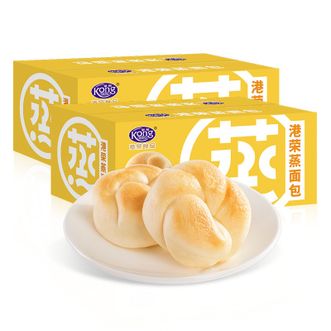 港荣  蒸面包奶黄味460g*2箱 夹心营养早餐办公室休闲零食点心手撕面包