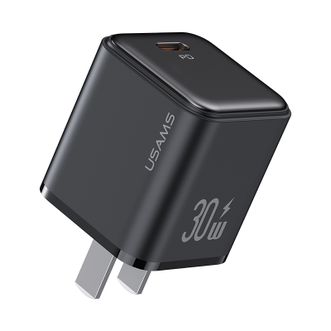 优胜仕(USAMS)PD30W充电器、Type-C口充电头适配苹果15系列平板IPAD黑色