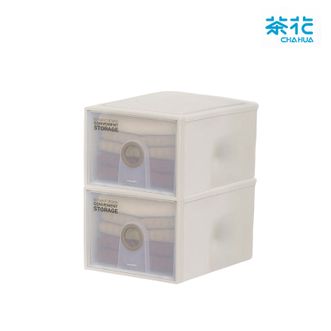 茶花  收纳箱A500L(两个装)990052 大号收纳盒内衣整理箱子储物箱抽屉式单层收纳柜40L两只装