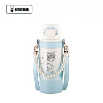 杯具熊（beddybear）   新款550ml 云海鲛人 精美提手盛开双饮密封保温杯水杯 学生便携杯子儿童吸管杯