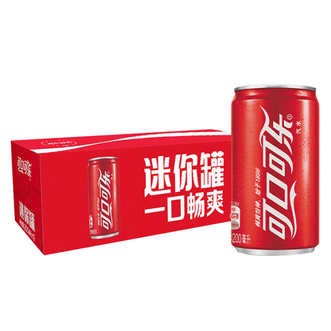 可口可乐  经典迷你版含糖碳酸饮料200ml*12罐摩登罐小瓶装易拉罐
