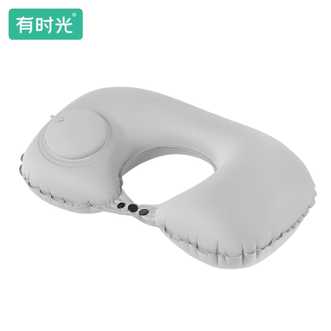 有时光  充气u型枕旅行用品便携神器火车飞机睡觉【牛奶丝】护颈枕头靠枕4件套