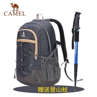 骆驼/Camel  户外双肩包男女徒步旅行运动登山包大容量轻便背包  3FI101C   【赠送登山杖1根】