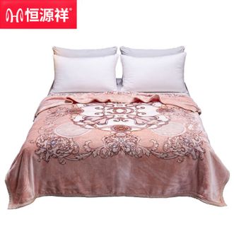 恒源祥  毛毯加厚保暖双拼法莱绒沙发午睡盖毯单人家用毯子倾国倾城金貂绒毯 200*230cm