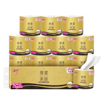 清风  黑金厚柔有芯卷纸110g*12卷/提 4层双面压花