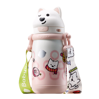 babycare  西高地保温杯学饮儿童 外出6月+ 背带款450ml欧泊粉