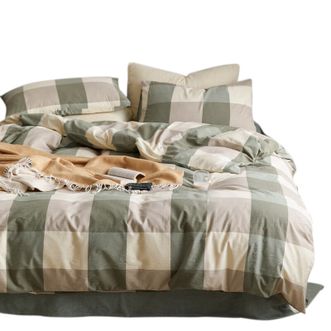 無印良品  “本品”质朴四件套200*230 MJ-T2023-39绿大格