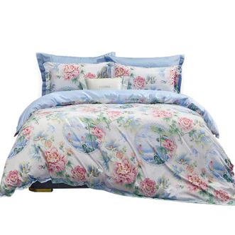 富安娜/Fuanna  床单四件套/江南芙蕖 被套203*229cm*1件   床单230*240cm*1件  枕套74*48cm*2件 床品4件套