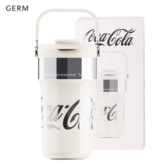格沵/germ  可口可乐保温杯316不锈钢双饮吸管水杯男女士高颜值学生便携杯子 白色650ml