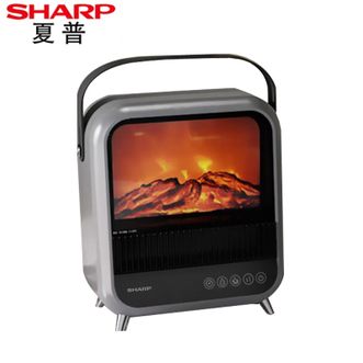 夏普/Sharp  暖风机取暖器家用节能火焰桌面两档可用暖风热风机3D仿真炭火电暖器电暖气速热小太阳烤火炉 银色语音遥控款HX-AR123B-M