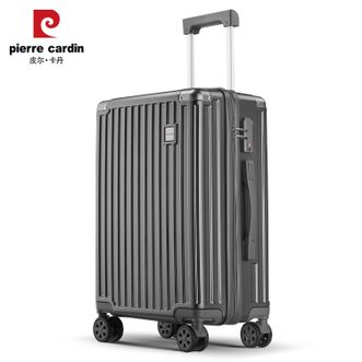 皮尔卡丹/Pierre Cardin  20英寸 行李箱拉杆箱可登机万向轮旅行箱高颜值密码箱小型皮箱男女 白色