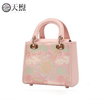 天煦/PMSIX  非遗宋锦女包兔桑蚕丝手提包新中式国风斜挎包轻奢单肩包女 P12065302