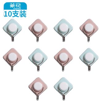 茶花  挂钩五金免打孔强力胶粘钩挂墙壁无痕钩宿舍墙面粘贴钩子10只