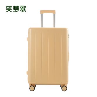 笑梦歌  行李箱MG2027 带杯架USB接口侧挂钩多功能箱子 奶酪黄 20英寸