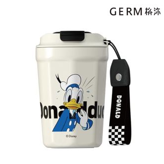  格沵/germ  唐老鸭系列菱形咖啡杯（贝壳白）390ml 保温杯 不锈钢吸管 咖啡杯 GM127B81129