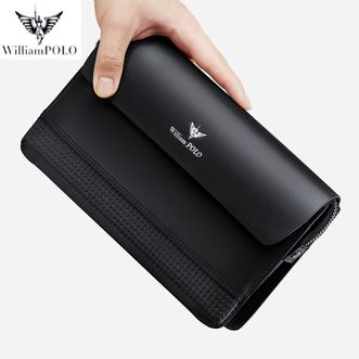 英皇保罗WilliamPOLO  钱包密码锁男真皮手包大容量多隔层收纳包P24SB412