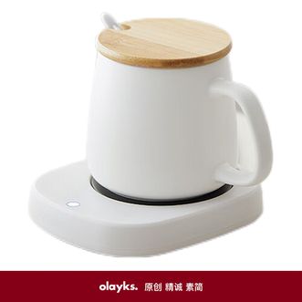olayks.  加热杯垫+马克杯+杯勺  电热杯垫 热牛奶神器水杯恒温加热器温奶器保温底座办公室茶杯垫  OLK-TC01
