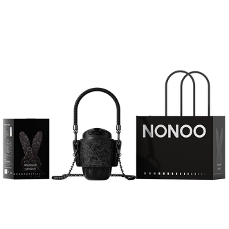 NONOO  联名款咖啡保温杯潮酷高颜值水杯夏季保冷杯  黑兔-玫瑰纹杯套-链条-礼袋 260ml