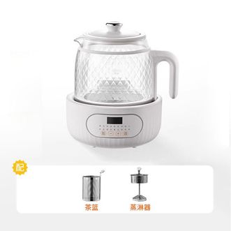 摩动/MODONG  全玻璃恒温养生壶家用新款多功能煮茶器办公室小型花茶烧水壶1.5L MD-YS02-C【单机+过滤款（蒸煮双茶漏）】