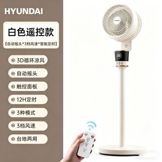 HYUNDAI  韩国空气循环 电风扇落地扇立式家用宿舍客厅卧室大风量摇头定时 摇控款FLD-02DZ