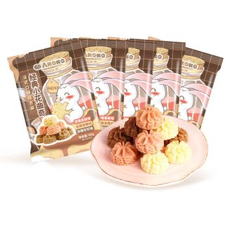 AKOKO  经典小花曲奇68g*5袋法式三味 （草莓味+海盐味+可可味）