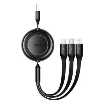 倍思/Baseus  一拖三快充数据线 1.1米3.5A三合一随意拉伸快充线适用苹果Type-c安卓华为小米 CAMJ010001