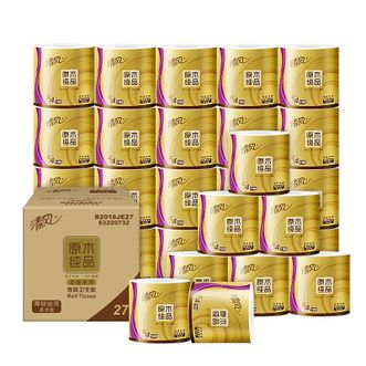 清风卷纸原木金装 4层180克27卷卫生纸巾卷筒纸新老包装随机发货